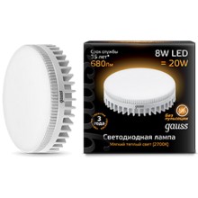 Светодиодные лампы Gauss GX53 8W 680lm 3000K, 10 шт Светодиодные лампы Gauss GX53 8W 680lm 3000K, 10 шт