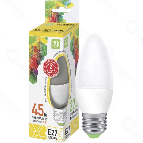 Светодиодная лампа Asd LED-Свеча-standard-5-E27-3000