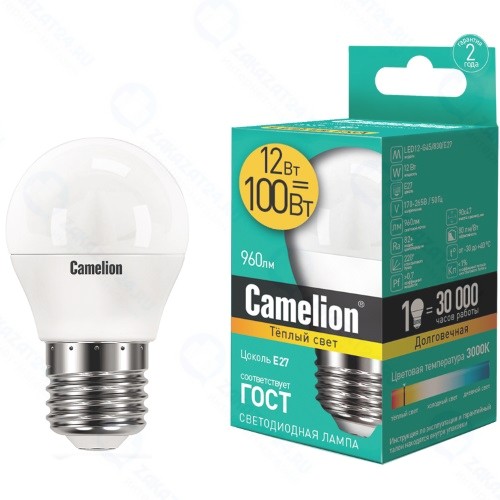 Светодиодная лампа Camelion LED12-G45/830/E27