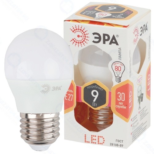 Светодиодная лампа ЭРА LED P45-9W-827-E27