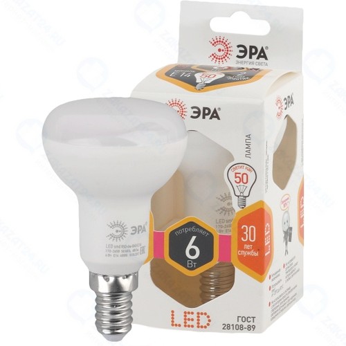 Светодиодная лампа ЭРА LED R50-6W-827-E14