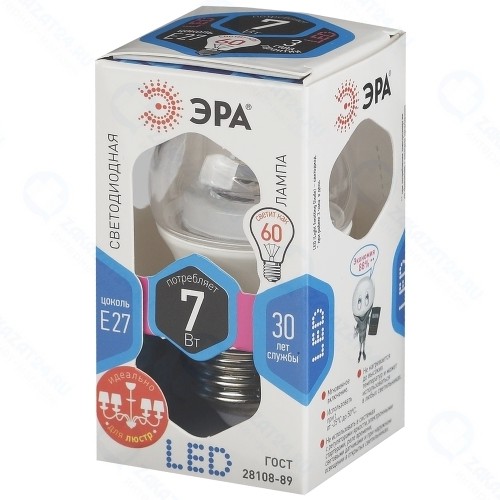 Светодиодная лампа ЭРА LED smd P45-7w-840-E27-Clear