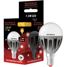 Светодиодная лампа Supra SL-LED-G45-7.5W-3000-E14 Светодиодная лампа Supra SL-LED-G45-7.5W-3000-E14