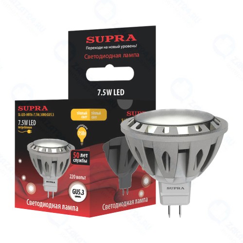 Светодиодная лампа Supra SL-LED-MR16-7.5W-3000-GU5.3