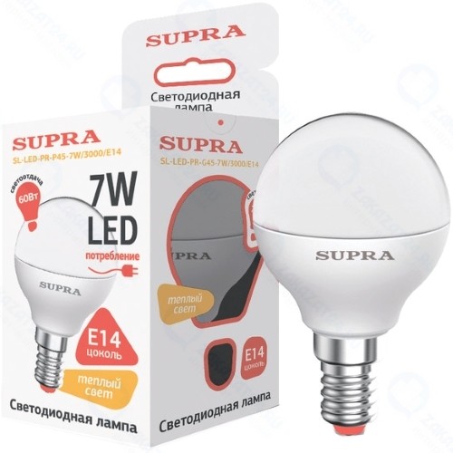 Светодиодная лампа Supra SL-LED-PR-P45-7W/3000/E14