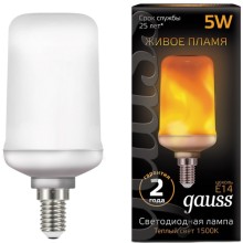 Светодиодная лампа Gauss T65 5W 20-80lm 1500K E14 Flame Светодиодная лампа Gauss T65 5W 20-80lm 1500K E14 Flame