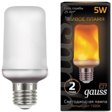 Светодиодная лампа Gauss T65 5W 20-80lm 1500K E27 Flame Светодиодная лампа Gauss T65 5W 20-80lm 1500K E27 Flame