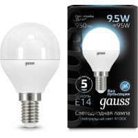 Светодиодная лампа Gauss Шар 9.5W 950lm 4100K E14