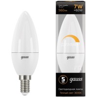 Светодиодная лампа Gauss Свеча 7W 560lm 3000К Е14