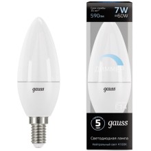 Светодиодная лампа Gauss Свеча 7W 590lm 4100К Е14 Светодиодная лампа Gauss Свеча 7W 590lm 4100К Е14