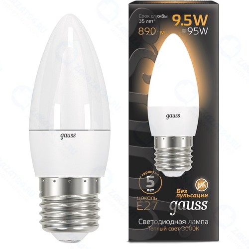 Светодиодная лампа Gauss Свеча 9.5W 890lm 3000К E27
