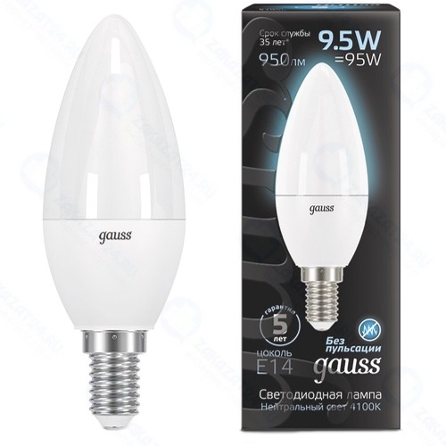 Светодиодная лампа Gauss Свеча 9.5W 950lm 4100К E14
