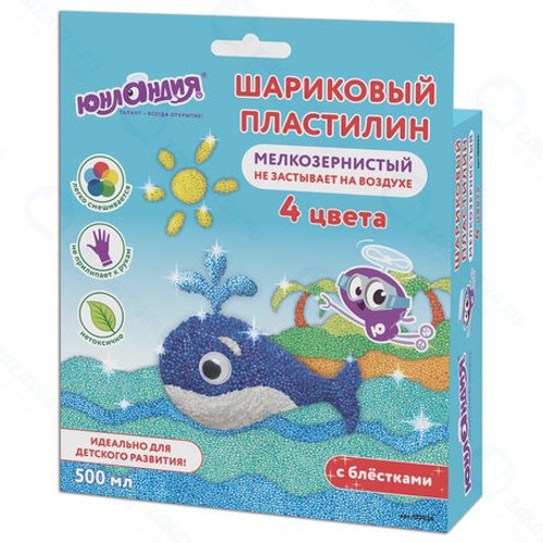Пластилин шариковый Юнландия 4 цвета (105024)