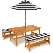 Комплект детской мебели KIDKRAFT Стол со скамейками и зонтом, сине-белые полосы (00106_KE)