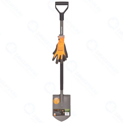 Лопата штыковая Fiskars Ergonomic 1003460 + перчатки