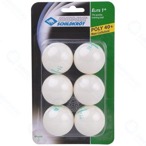 Мячи для настольного тенниса DONIC-SCHILDKROT 1* Elite 6 шт, белые, в блистере (УТ-00015340)
