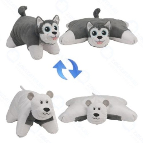 Мягкая игрушка 1TOY Подушка Вывернушка: Хаски-Полярный Медведь (Т12043)