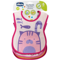 Нагрудник детский Chicco Easy Meal, 6+, 3 шт, кошка (340624061) (00016301100000)