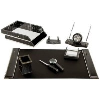 Набор настольный GALANT из мрамора, 8 предметов, черный/серебристый (231192)