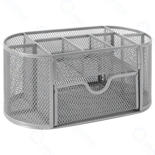 Подставка-органайзер Brauberg металлическая, 9 секций, 105х220х110 мм, серебро (237419)