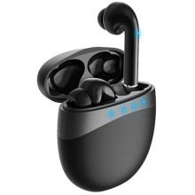 Беспроводные наушники с микрофоном Prolike с индикатором заряда батареи, черные (TWS128) Беспроводные наушники с микрофоном Prolike с индикатором заряда батареи, черные (TWS128)