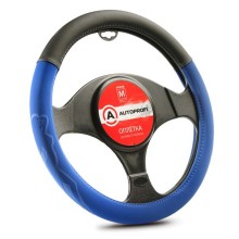 Оплетка для руля AutoProfi cофттач, размер М 1/20 Black/Blue (AP-2022 BK/BL M)