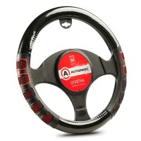 Оплетка для руля AutoProfi экокожа, размер М 1/20 Black/Red (AP-2051 BK/RD M)