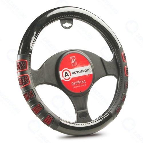 Оплетка для руля AutoProfi экокожа, размер М 1/20 Black/Red (AP-2051 BK/RD M)