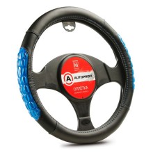 Оплетка для руля AutoProfi экокожа, размер М 1/20 Black/Blue (AP-2060 BK/BL M)