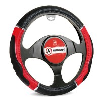 Оплетка для руля AutoProfi с гелевым наполнителем, экокожа, размер М 1/10 Black/Red (GL-1020 BK/RD M)