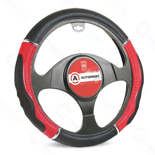 Оплетка для руля AutoProfi с гелевым наполнителем, экокожа, размер М 1/10 Black/Red (GL-1020 BK/RD M)