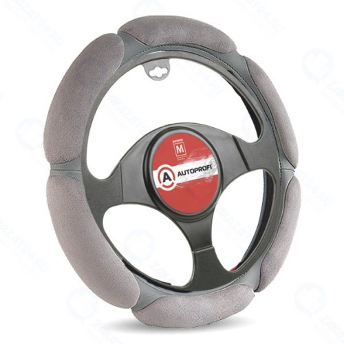 Оплетка для руля AutoProfi алькантара, размер М 1/10 Gray/Black (SP-5026 L.GY M)