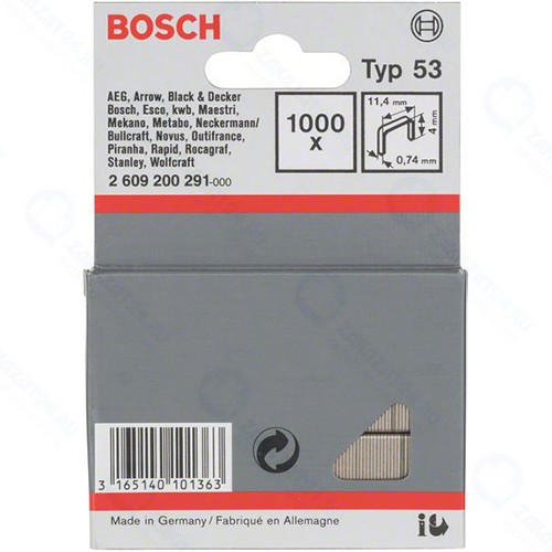 Скобы для степлера Bosch Тип 53, 11,4х4 мм (2.609.200.291)