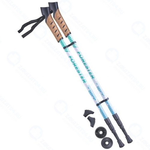 Палки для скандинавской ходьбы Berger Forester, 67-135 см, 3-секционные, белые/мятные (УТ-00010964)