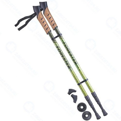 Палки для скандинавской ходьбы Berger Forester, 67-135 см, 3-секционные, болотные/желтые (УТ-00010965)