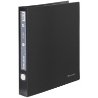 Папка на кольцах Brauberg до 300 листов, 2 кольца, черная (221347)