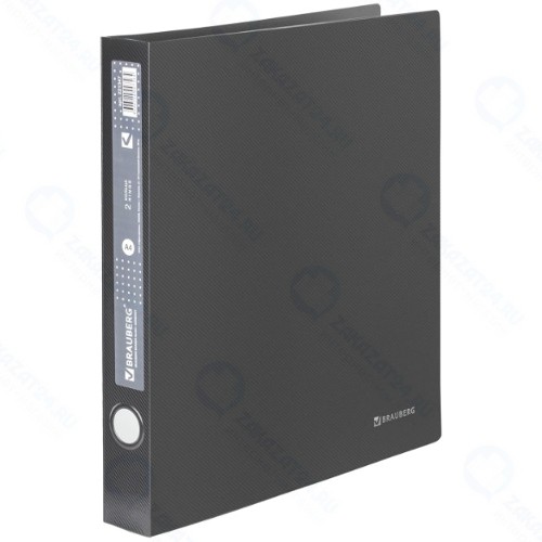 Папка на кольцах Brauberg до 300 листов, 2 кольца, черная (221347)