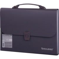Папка-портфель Brauberg А4, 327х254х30 мм, серая (221438)