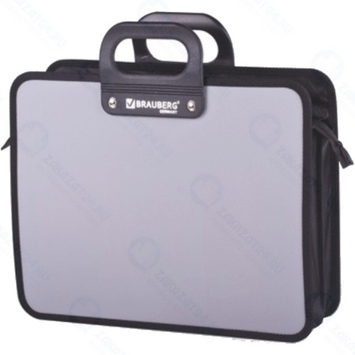 Папка-портфель Brauberg А4, 390х315х120 мм, серая (223083)