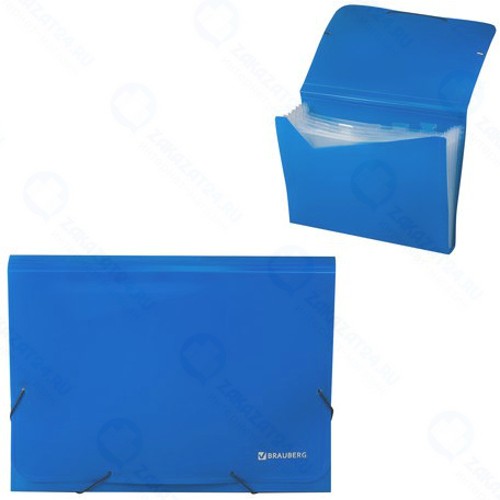 Папка на резинках Brauberg А4, 7 отделений, синяя (226017)