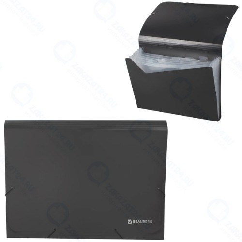 Папка на резинках Brauberg А4, 7 отделений, черная (226018)