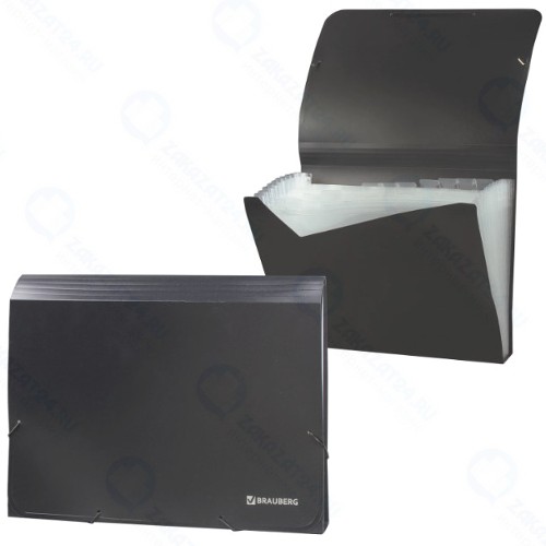 Папка на резинках Brauberg А4, 13 отделений, черная (226020)