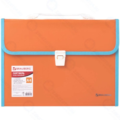 Папка-портфель Brauberg Joy, А4, 330х245х35 мм, 13 отделений, оранжевая (227975)