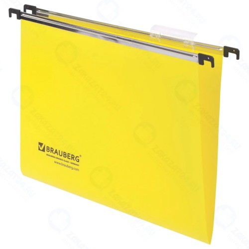 Подвесные папки Brauberg пластиковые, до 80 листов, 350х245 мм, желтые, 5 шт (231798)