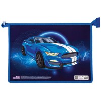 Папка для тетрадей Юнландия BlueCar, 1 отделение, глиттер, молния сверху (270106)