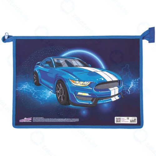 Папка для тетрадей Юнландия BlueCar, 1 отделение, глиттер, молния сверху (270106)