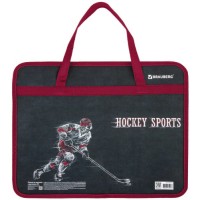 Папка на молнии Brauberg Hockey, с ручками, А4, пластик (270129)