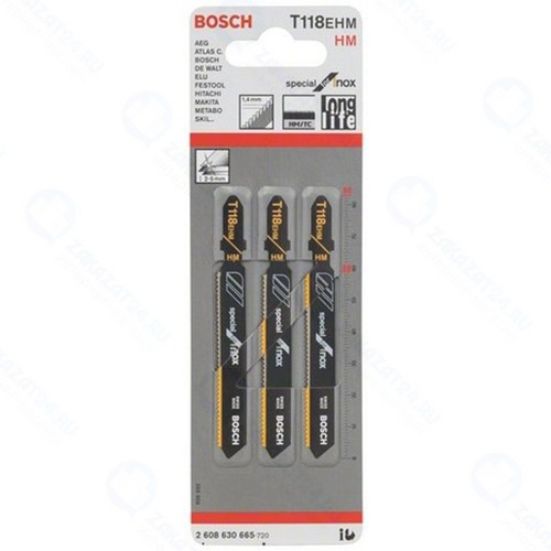 Набор пилок для лобзика по металлу Bosch T118EHM, 3 шт (2.608.630.665)