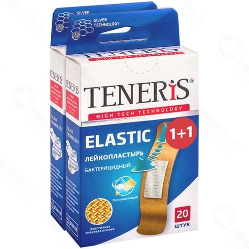 Пластырь TENERIS Elastic,  бактерицидный, 20+20 шт (1319-011)