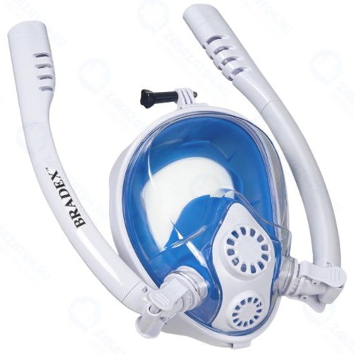 Полнолицевая маска для снорклинга Bradex SF 0554 с двумя трубками, L/XL